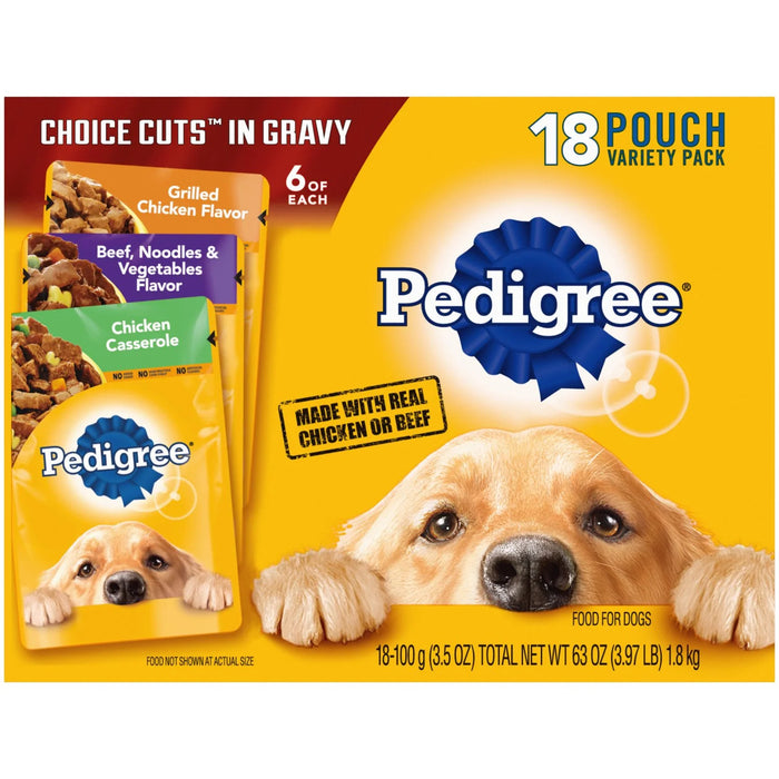 Choice Cuts in Gravy Wet Dog Food Variety Pack - 3.5 oz Pouches (18 Pack)