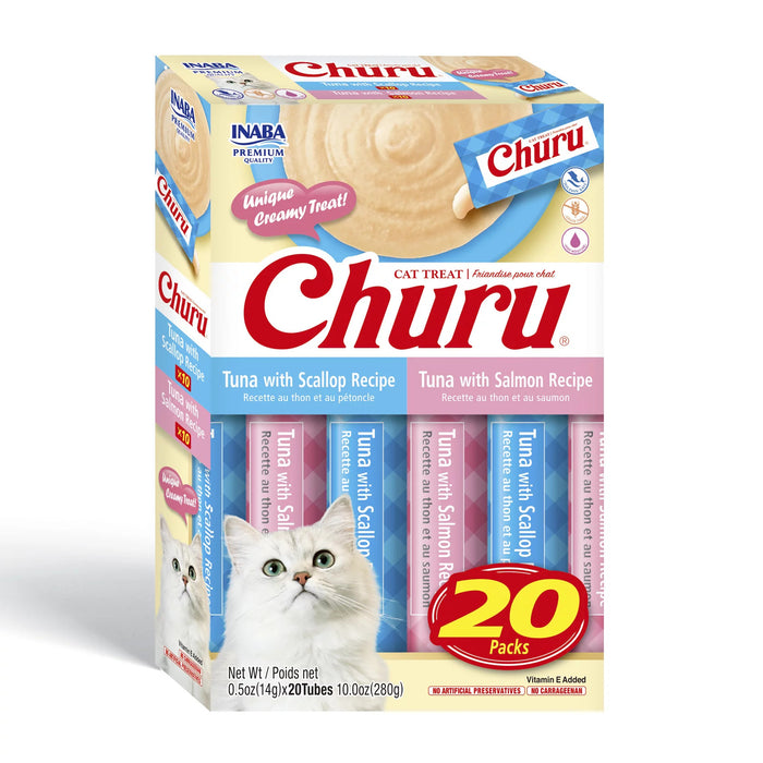 Churu Creamy, Lickable Wet Cat Treats, 0.5 oz - 20 Tubes - Tuna Variety