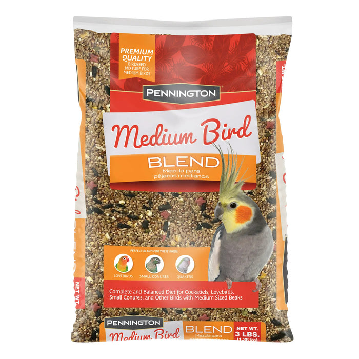 Medium Bird Everyday Blend Dry Bird Food for Cockatiels, Love Birds; 3 lb Bag