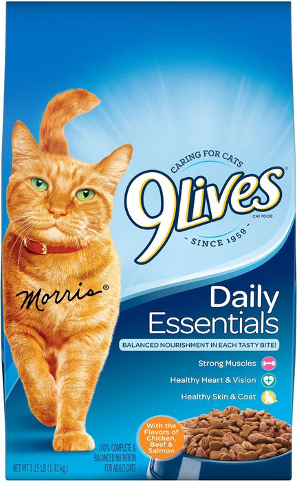 9 Lives Daily Essentials with Chicken - Beef & Salmon Flavor Dry Cat Food