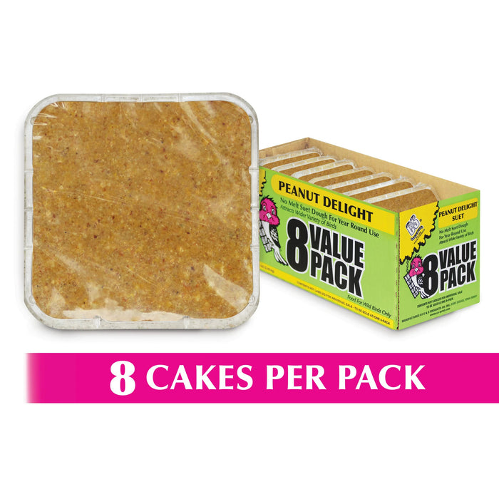 Peanut Delight Value Pack, 8 Suet Cakes, Fresh Wild Bird Food - 1 Pack