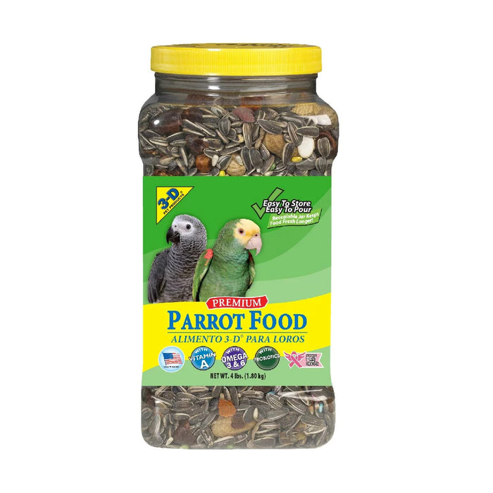 Premium Parrot Bird Food, Seeds, 4 lb. Stay Fresh Jar