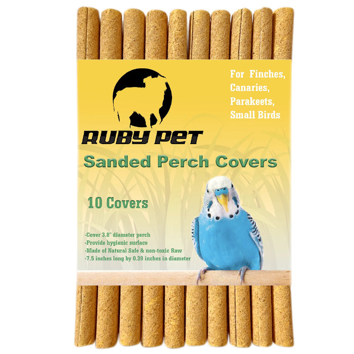 Sanded Perch Covers for Finches, Canaries, Parakeets and Small Birds, Contain 10 Covers