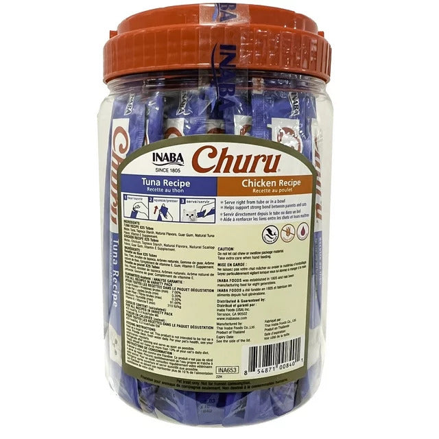 Churu Creamy, Lickable Wet Cat Treats, 0.5 oz, 50 Tubes, Tuna & Chicken Variety Pet Treat