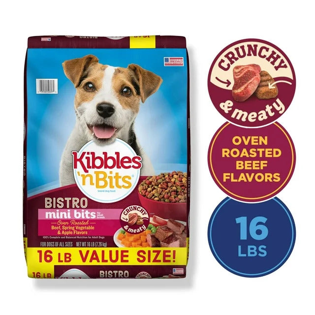 Mini Bits Small Breed Bistro Oven Roasted Beef, Spring Vegetable & Apple Flavors Dry Dog Food - 16 lb. Bag