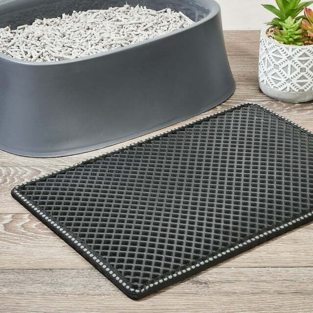 2-Layer Sifting Cat Litter Black Mat - 21.3" x 14"