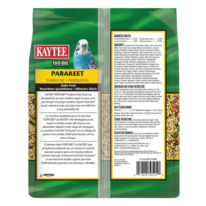 Forti-Diet Parakeet Pet Bird Food Seed 2lb