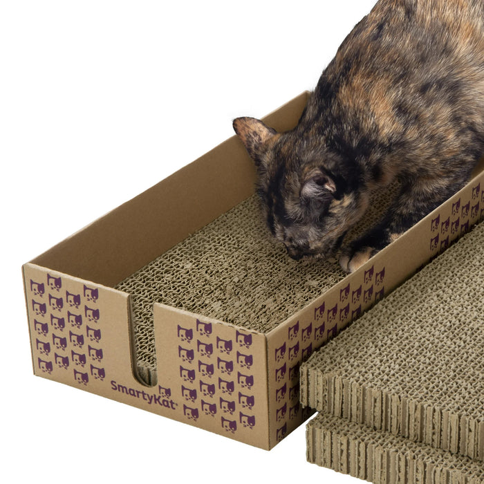 SuperScratcher+ Stacker Catnip-Infused Cardboard Corrugate Cat Scratcher Lounger