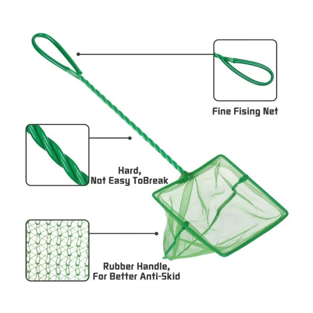 3 Pack Aquarium Fish Net, Multi-Size Fish Catch Nets Nylon Fishing Mesh Nets with Long Plastic Handle