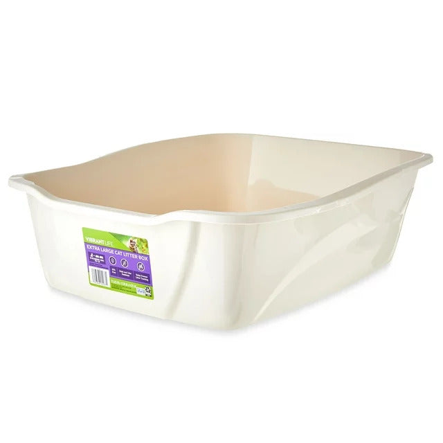 Extra Large Open Cat Litter Box, Off-White