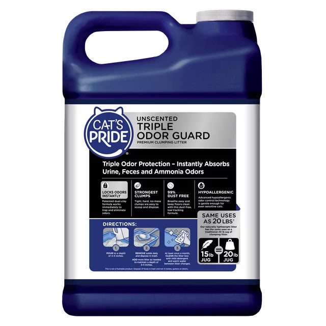 Max Power Triple Odor Guard Unscented Clumping Cat Litter - 15 lb Jug