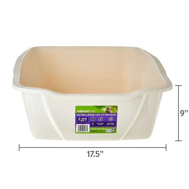 Extra Large Open Cat Litter Box, Off-White