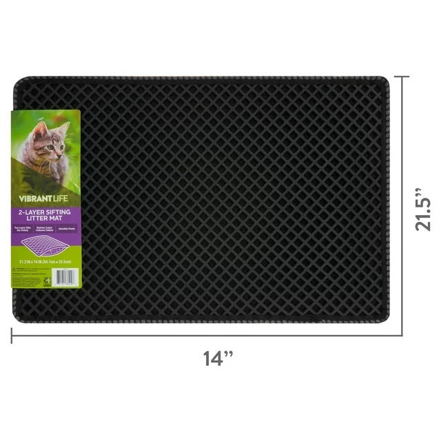 2-Layer Sifting Cat Litter Black Mat - 21.3" x 14"