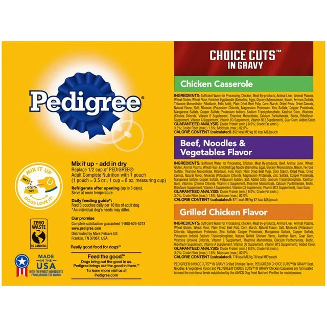 Choice Cuts in Gravy Wet Dog Food Variety Pack - 3.5 oz Pouches (18 Pack)