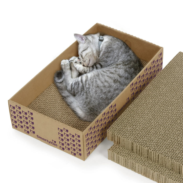 SuperScratcher+ Stacker Catnip-Infused Cardboard Corrugate Cat Scratcher Lounger