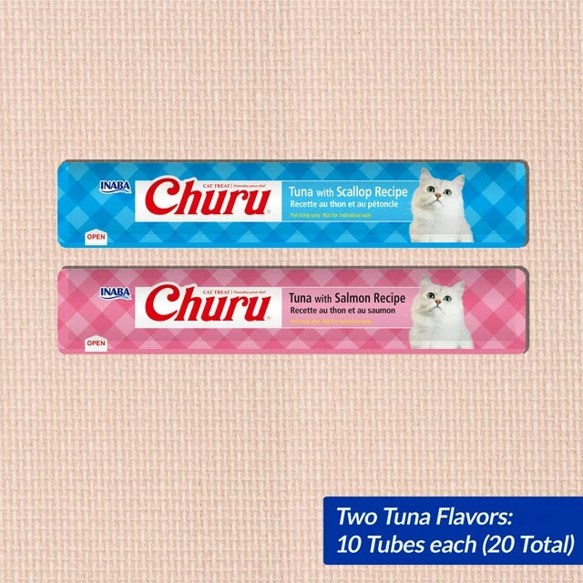 Churu Creamy, Lickable Wet Cat Treats, 0.5 oz - 20 Tubes - Tuna Variety