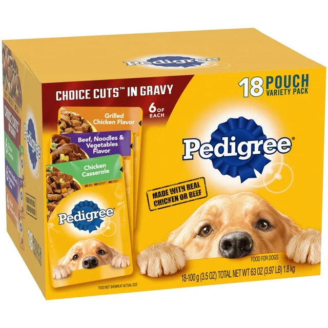 Choice Cuts in Gravy Wet Dog Food Variety Pack - 3.5 oz Pouches (18 Pack)