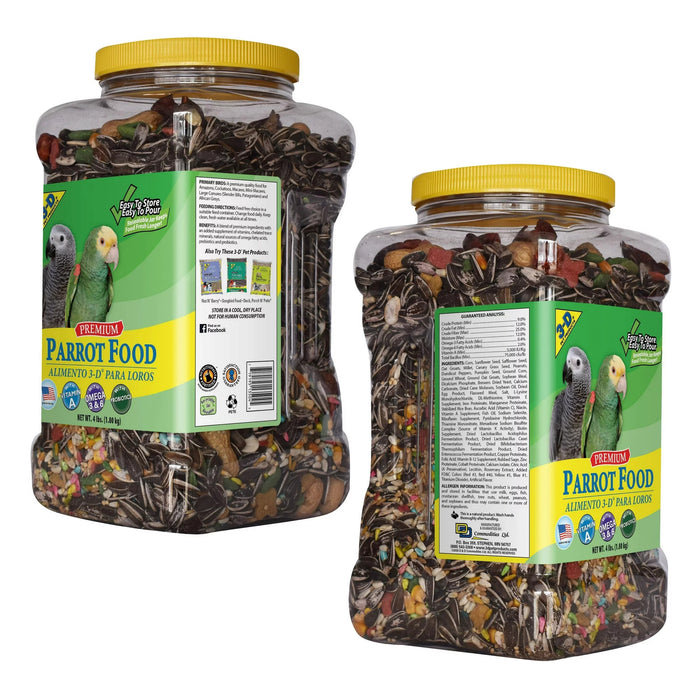 Premium Parrot Bird Food, Seeds, 4 lb. Stay Fresh Jar