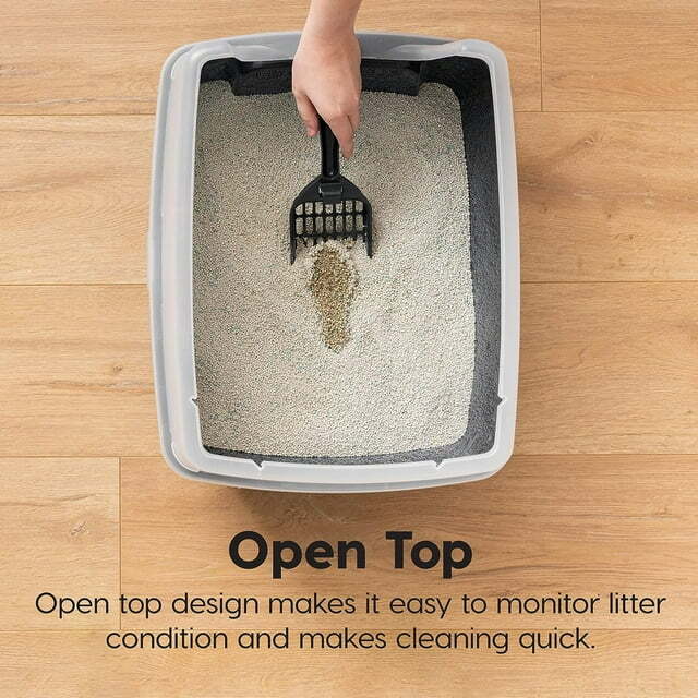 High Sided Open Top Cat Litter Box with Scoop - Navy