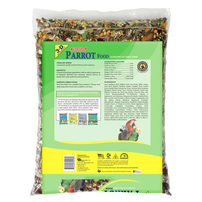 Premium Parrot Bird Food Seeds, with Probiotics - 8 lb. Bag