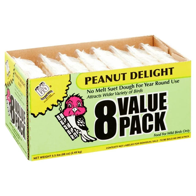 Peanut Delight Value Pack, 8 Suet Cakes, Fresh Wild Bird Food - 1 Pack